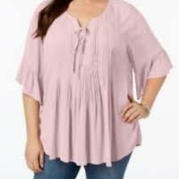 Style & Co. Tops - FRENCH TULIP Sheer Boho Bell Sleeve Top Size 1Xl